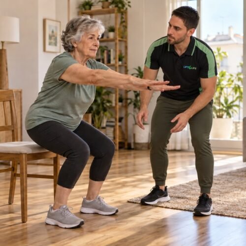 Entrenamiento de fuerza para mayores en casa supervisado por Rubén de Lift4Life